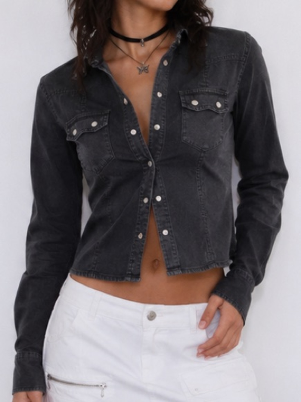 GAP Charcoal Stretch Denim Shirt
